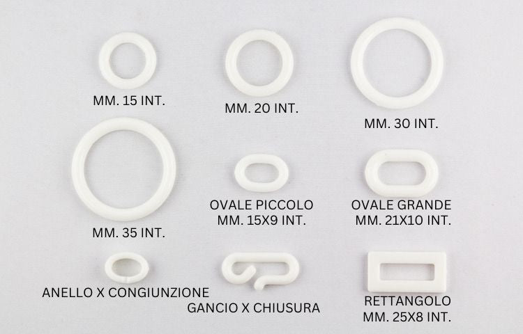 ANELLO PLASTICA OVALE PICCOLO COL. BIANCO