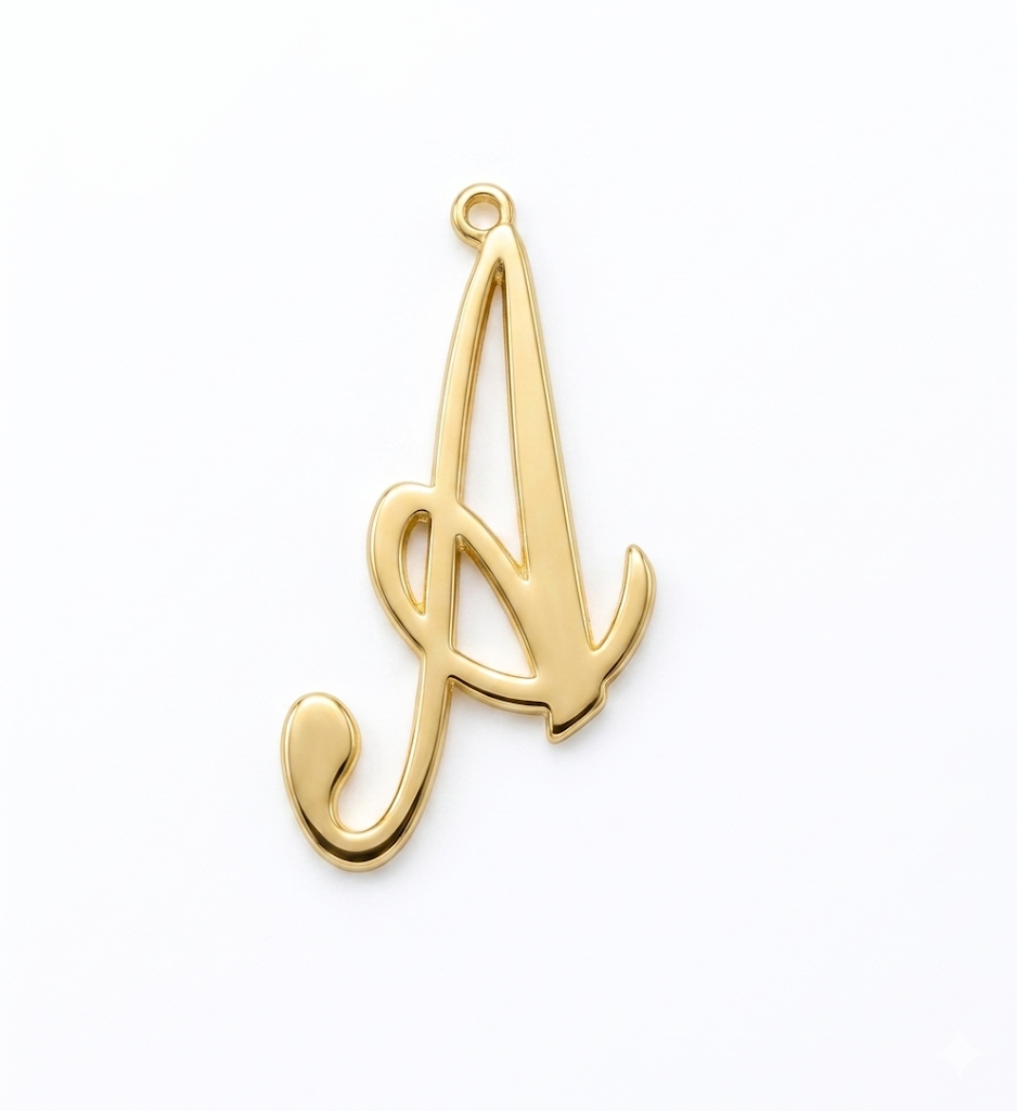 Lettere in zama in corsivo altezza mm. 45 colore oro free (pack pz. 1)