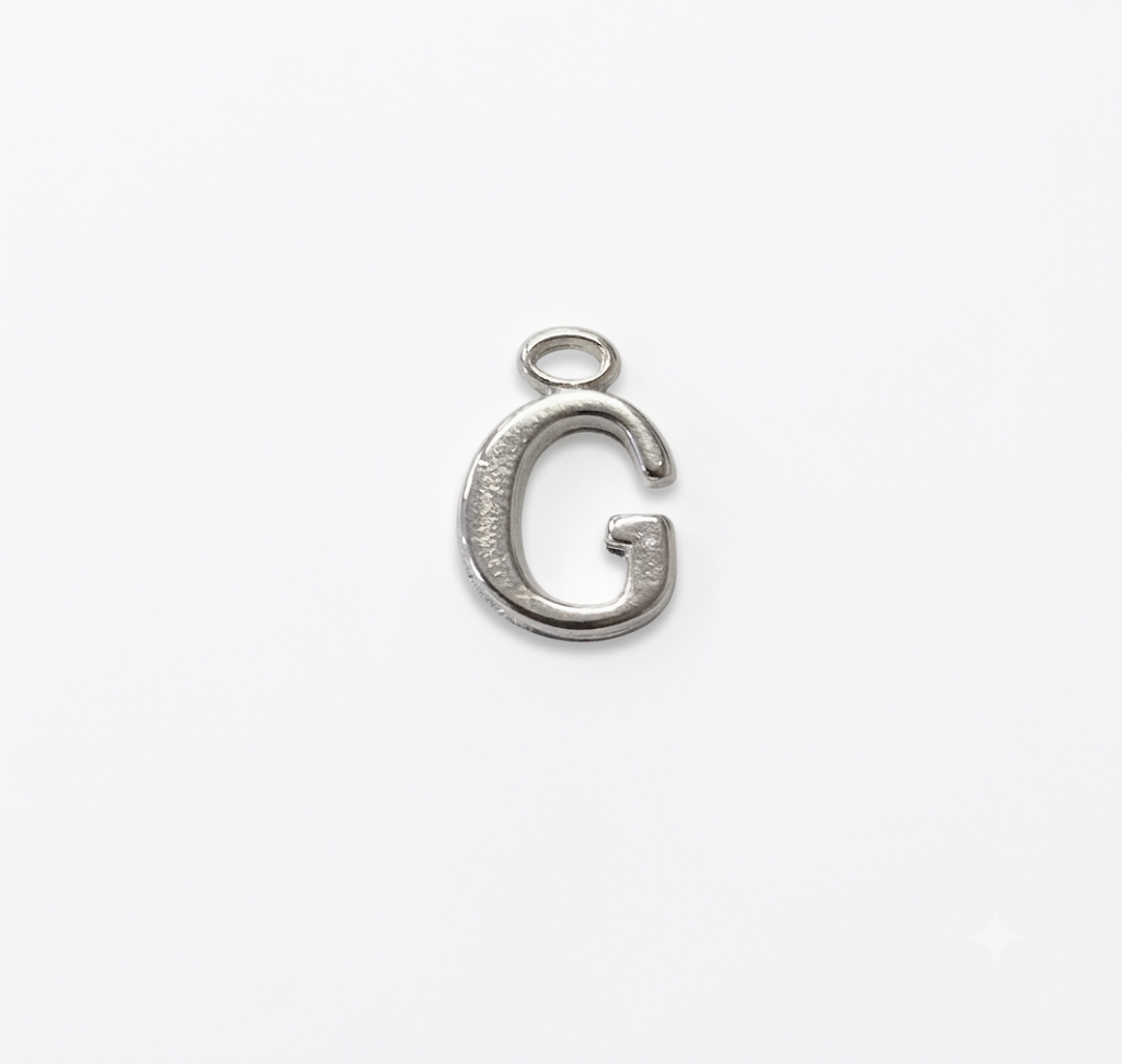 Lettere in zama in stampatello altezza compreso anellino mm. 19 (pack 1 pz.)