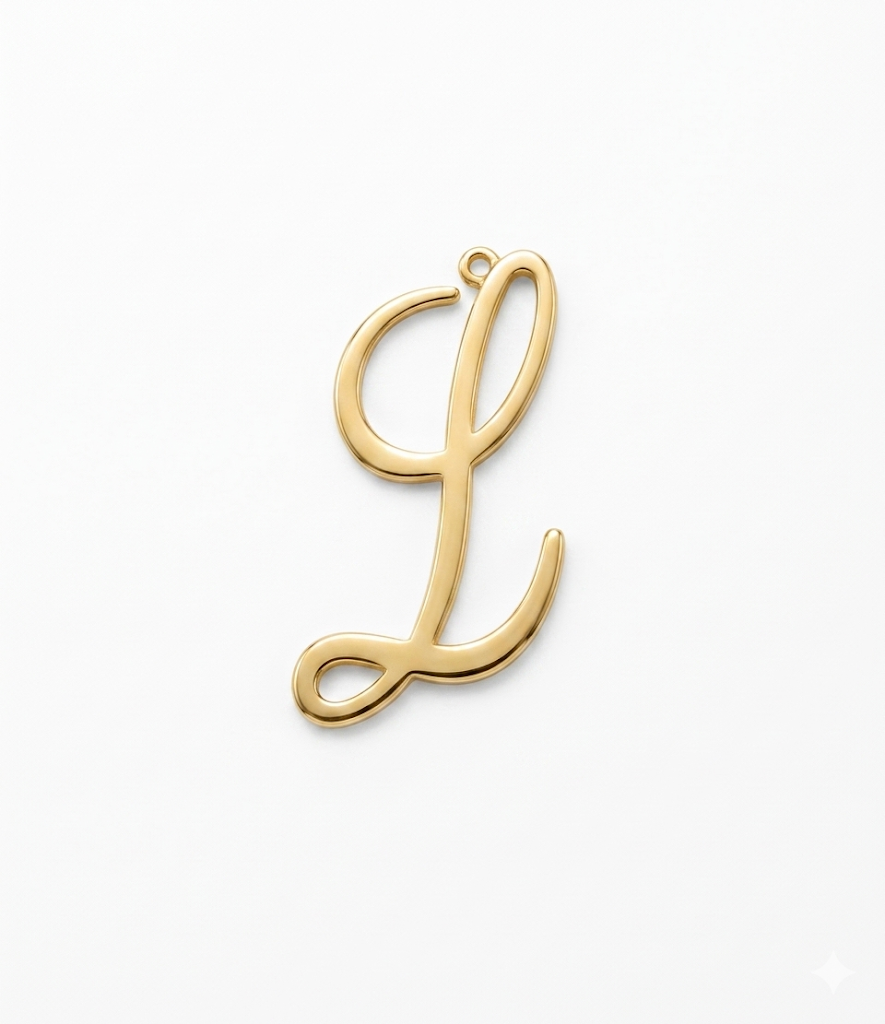 Lettere in zama in corsivo altezza mm. 45 colore oro free (pack pz. 1)