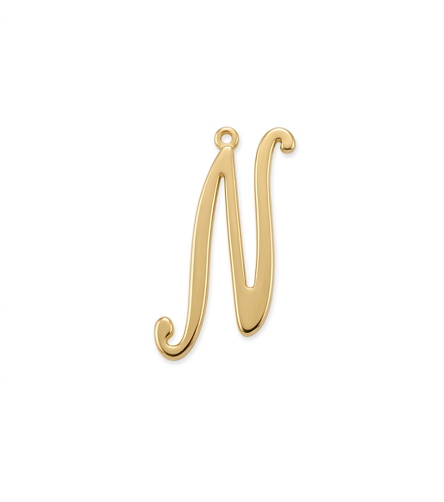 Lettere in zama in corsivo altezza mm. 45 colore oro free (pack pz. 1)