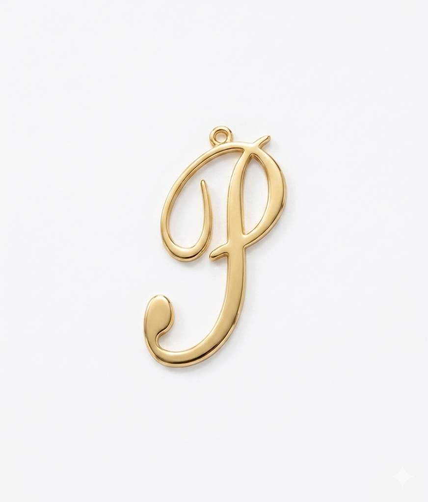 Lettere in zama in corsivo altezza mm. 45 colore oro free (pack pz. 1)