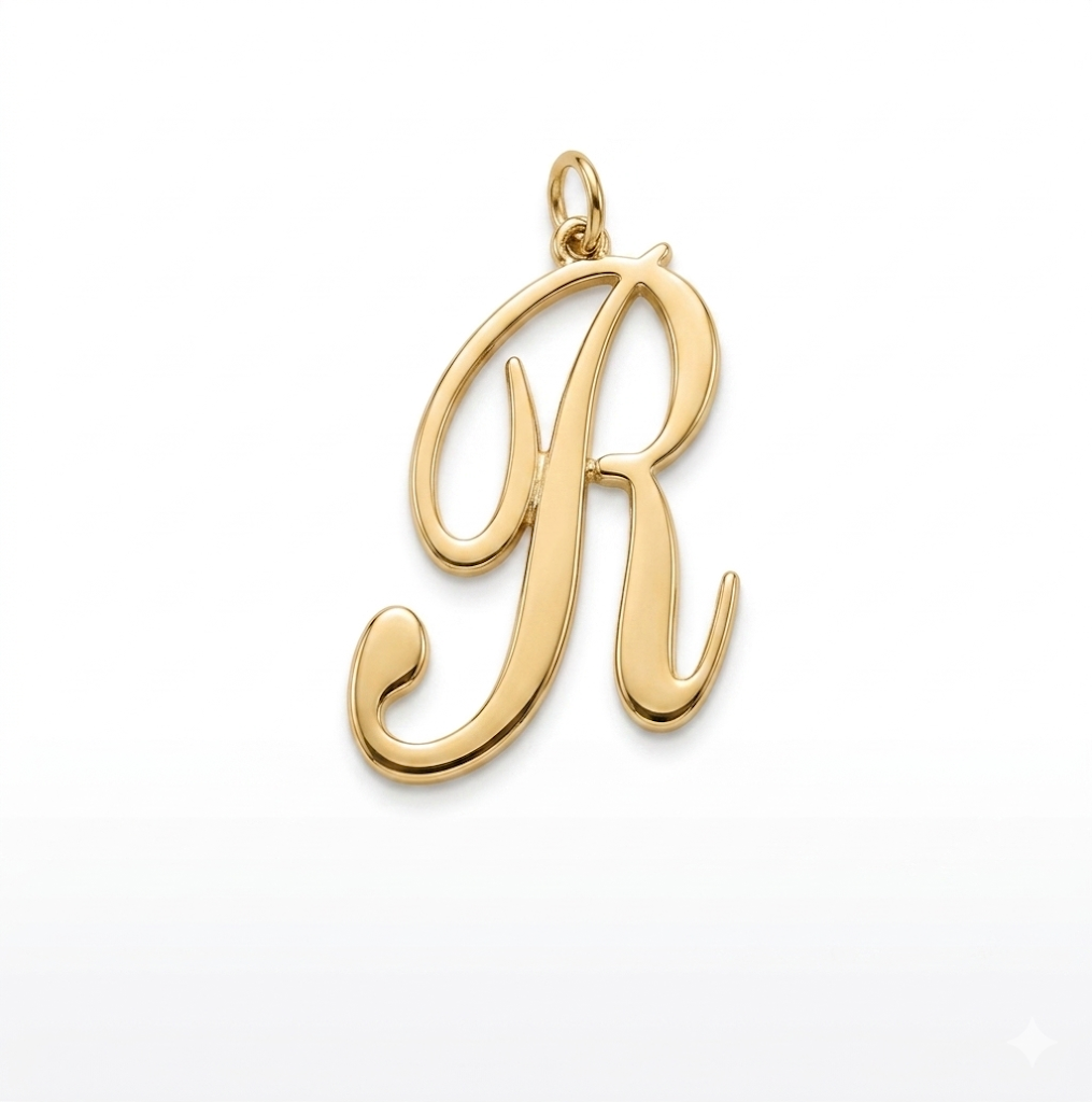 Lettere in zama in corsivo altezza mm. 45 colore oro free (pack pz. 1)