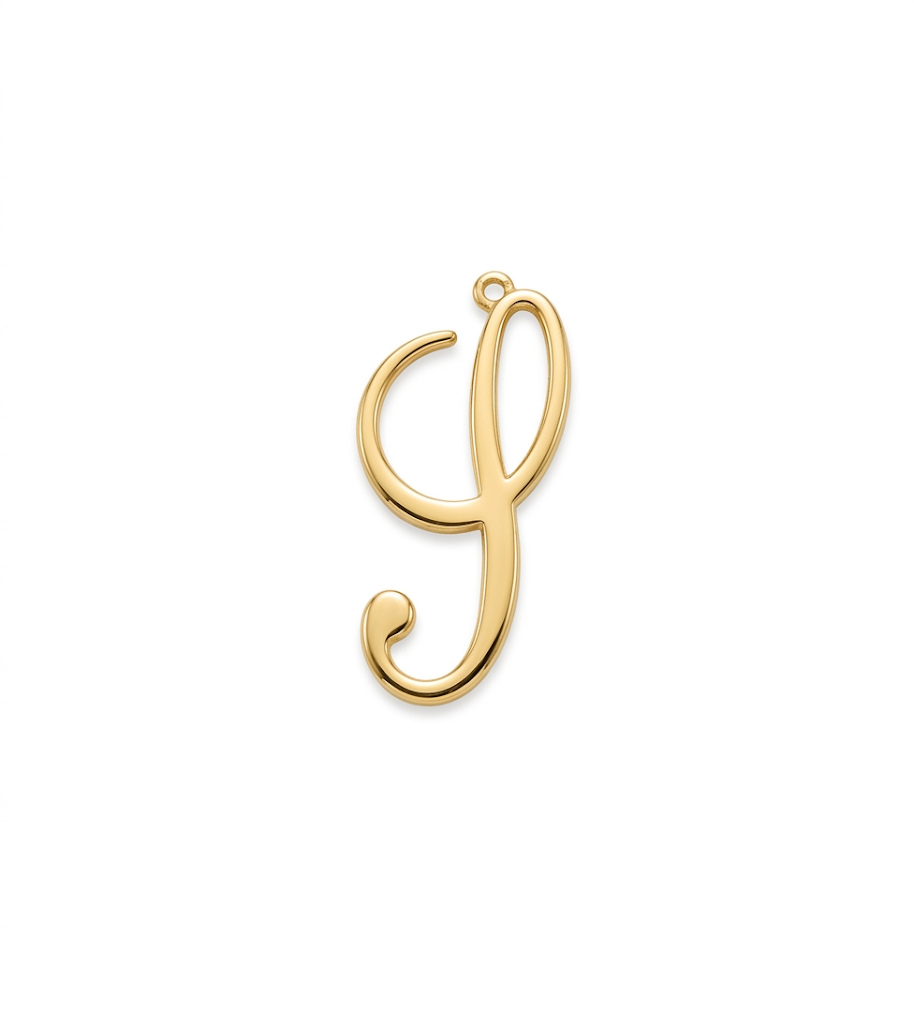 Lettere in zama in corsivo altezza mm. 45 colore oro free (pack pz. 1)