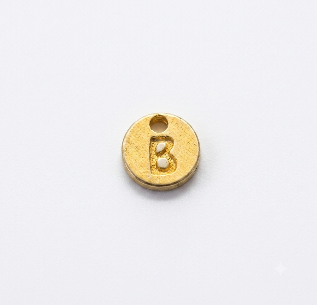 Lettere in zama in stampatello su base tonda mm. 7 colore oro opaco free ( pack pz. 1 )