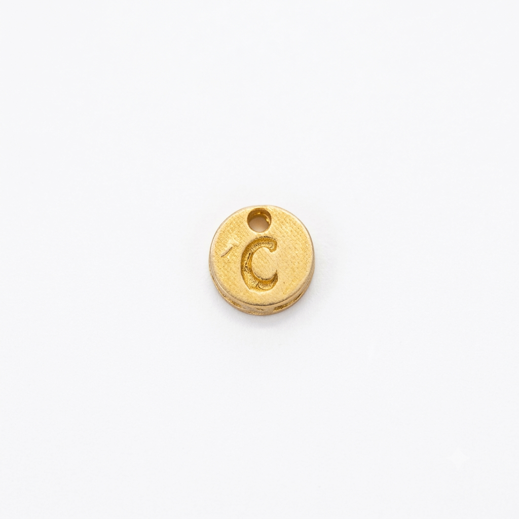Lettere in zama in stampatello su base tonda mm. 7 colore oro opaco free ( pack pz. 1 )