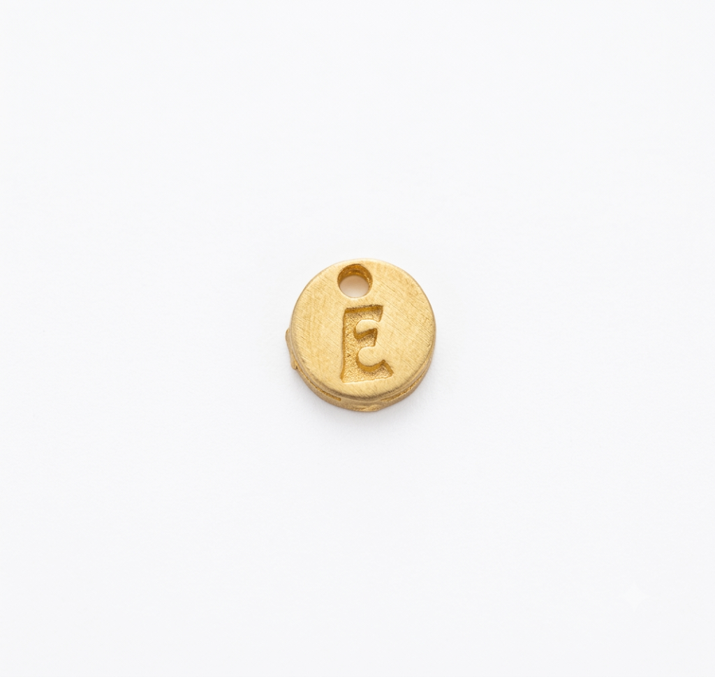 Lettere in zama in stampatello su base tonda mm. 7 colore oro opaco free ( pack pz. 1 )