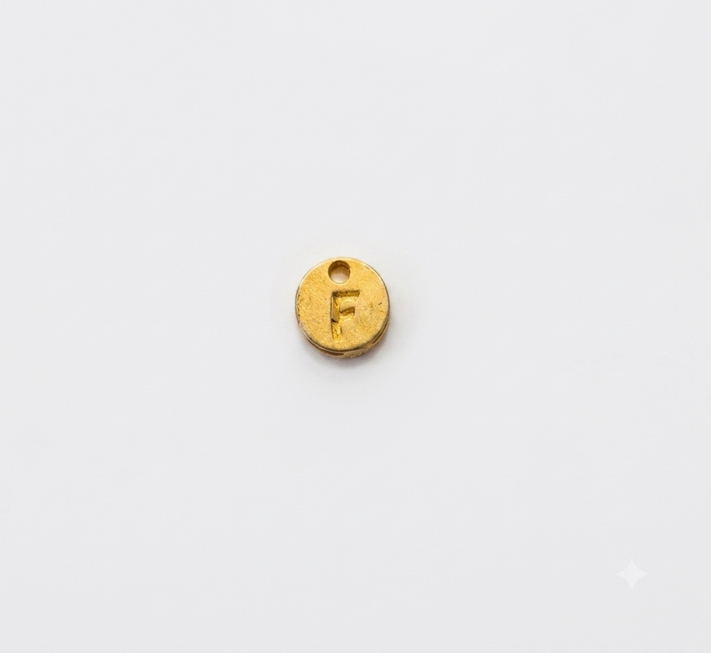 Lettere in zama in stampatello su base tonda mm. 7 colore oro opaco free ( pack pz. 1 )