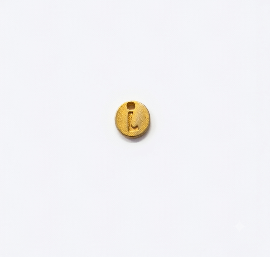 Lettere in zama in stampatello su base tonda mm. 7 colore oro opaco free ( pack pz. 1 )