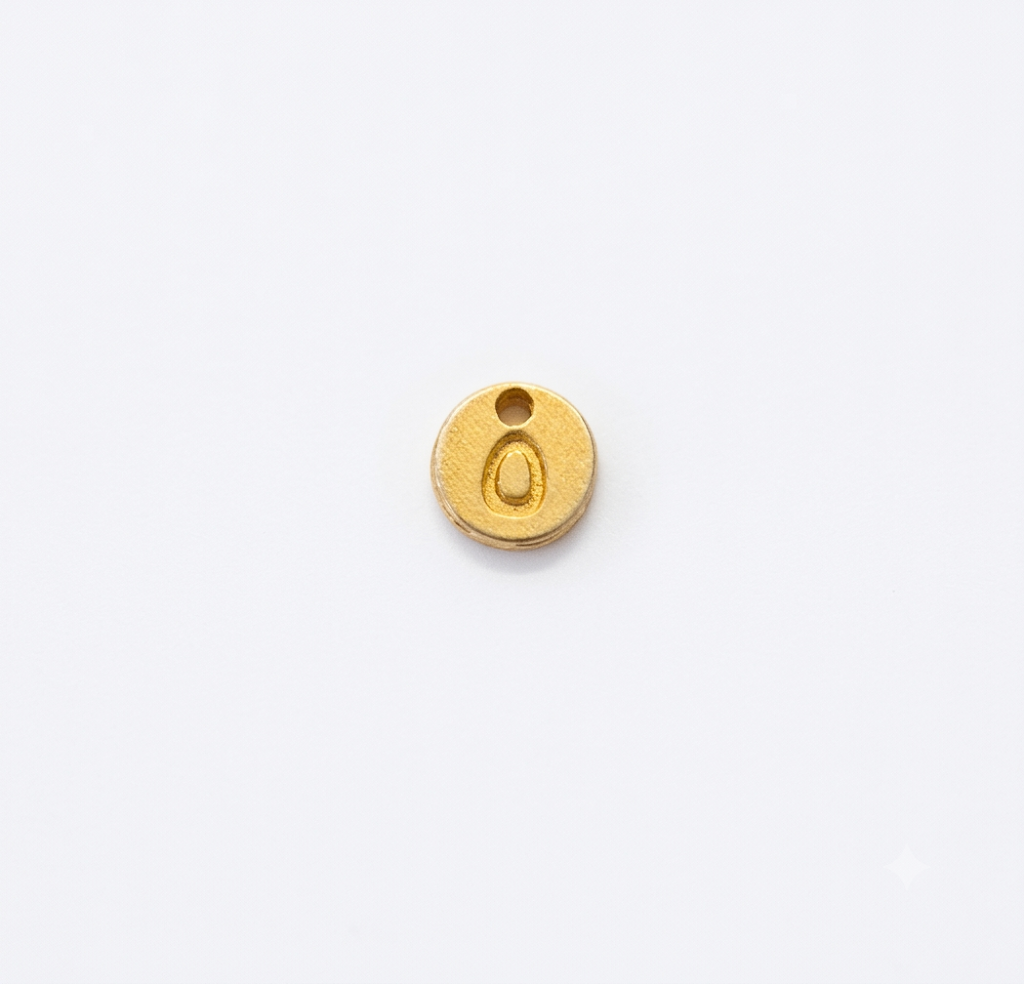 Lettere in zama in stampatello su base tonda mm. 7 colore oro opaco free ( pack pz. 1 )