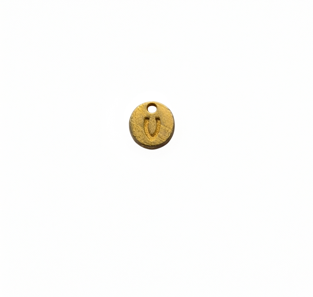 Lettere in zama in stampatello su base tonda mm. 7 colore oro opaco free ( pack pz. 1 )