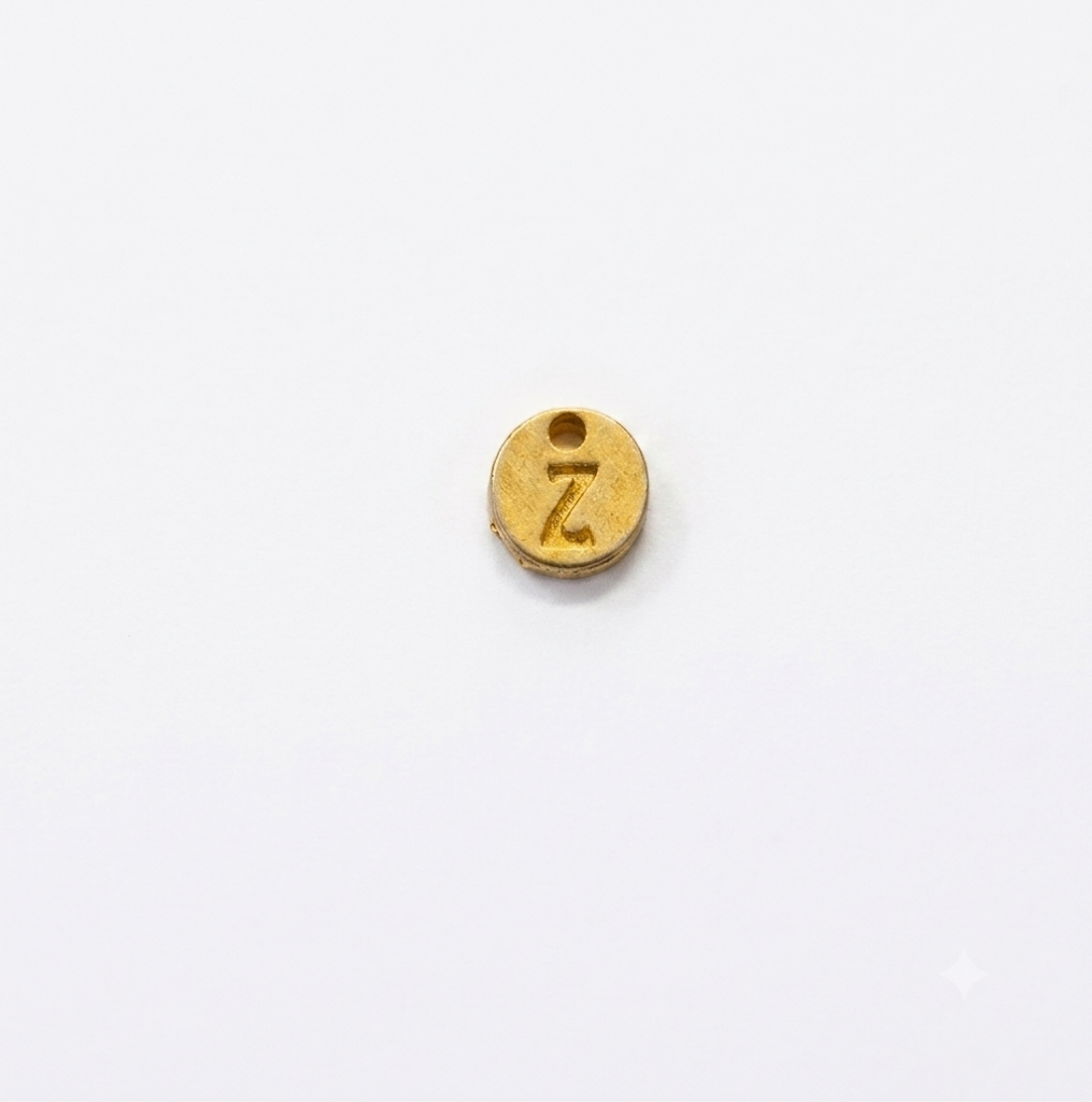 Lettere in zama in stampatello su base tonda mm. 7 colore oro opaco free ( pack pz. 1 )