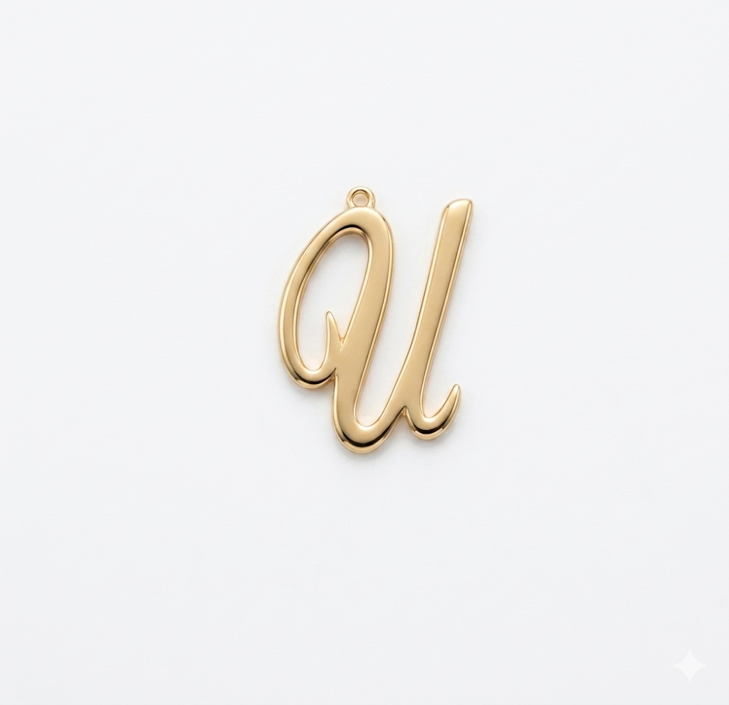 Lettere in zama in corsivo altezza mm. 45 colore oro free (pack pz. 1)